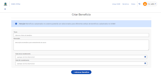 SISBE - Sistema de Benefícios Estudantis